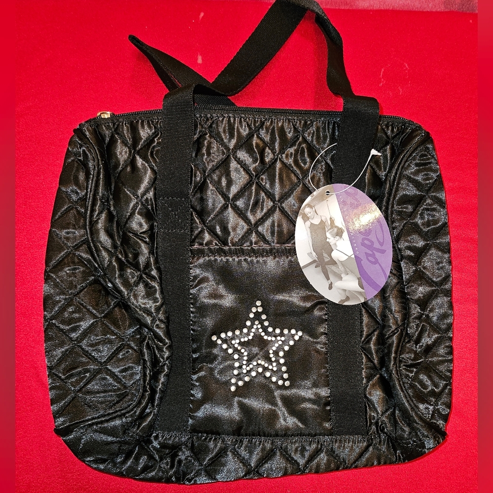 Capezio B17C Black Quilted Satin Duffle Bag NWT Approx 10X10X4"